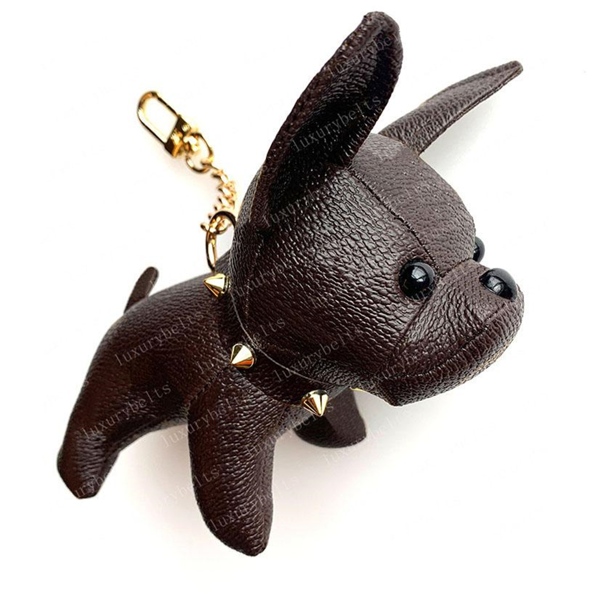 

Keychain Bulldog Key Chain brown flower leather men women handbags Bags Luggage Accessories Lovers Car Pendant 7 Colors with box