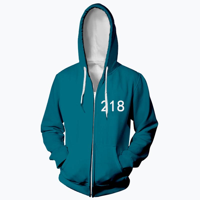 

Men's Hoodies & Sweatshirts Hip Hop 3D Squid Game Zipper Hooded Fashion Kids Hoodie Autumn Boys Girls Casual Blue Unisex Hoody Clothes