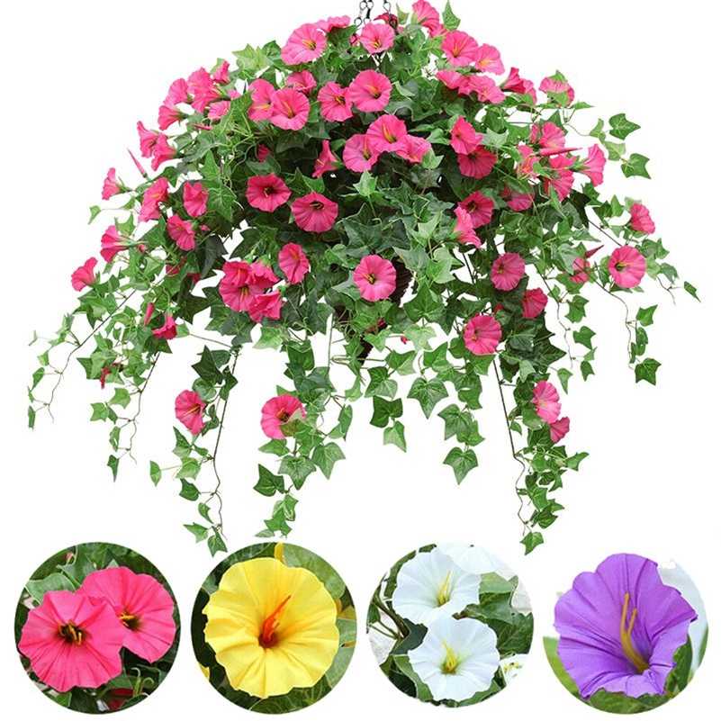 

65Cm Hanging Basket Artificial Morning Glory Flower Pots Decorative Manma Petunia Orchid Flowers Home Decor Wedding Decoration 211108