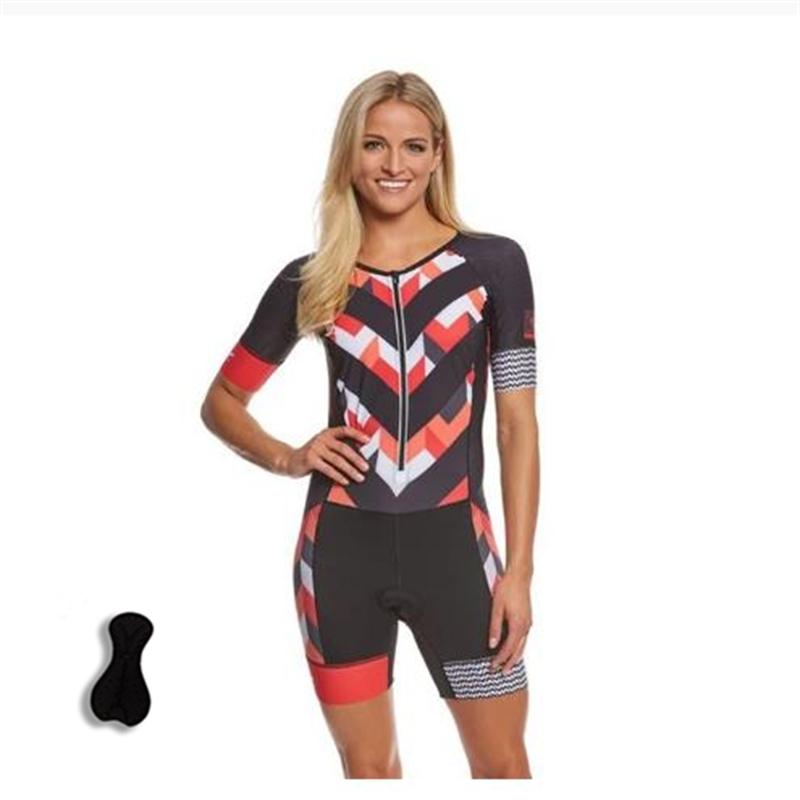 

Racing Sets Cycling Triathlon Suit, Women Skinsuit One Piece Bike Jumpsuit Bodysuit Summer Short Sleeve Trajes Ciclismo