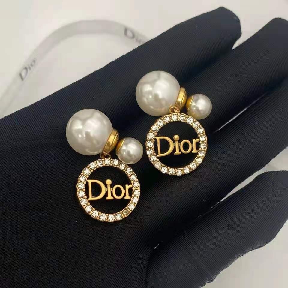 Backs Earrings d Family's 21 Letter Pearl with Diamond Small Fragrance and Brass in 2021-image-724060255