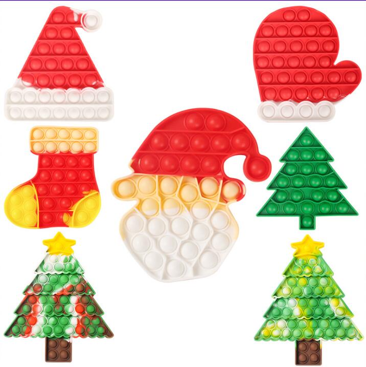 

Party Favor Fidget Toys Christmas Halloween Pumpkin Ghost Tree Stocking Mitten Shape Push Bubbles Tie Dye Xmas Santa Clause Hat Caps Finger Puzzle BBINE