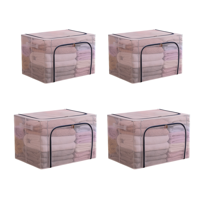 

Storage Box Transparent Quilt Steel Frame Folding Wardrobe PVC or Nylon Fabric Extra Large Storage Box, Blue;pink