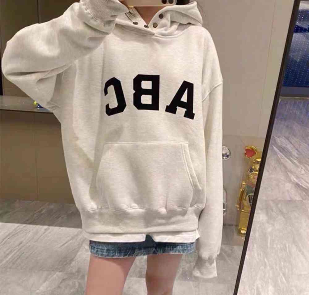 

Hoodie fog ABC letter hooded grey Season 7 main high street men's and loose, Black