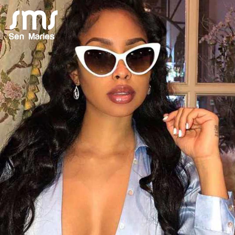 

Sunglasses Vintage Cat Eye Women 2021 Retro Shadow Shades UV400 Sun Glasses Female Eyewear Red Black Fashion Oculos, White;black