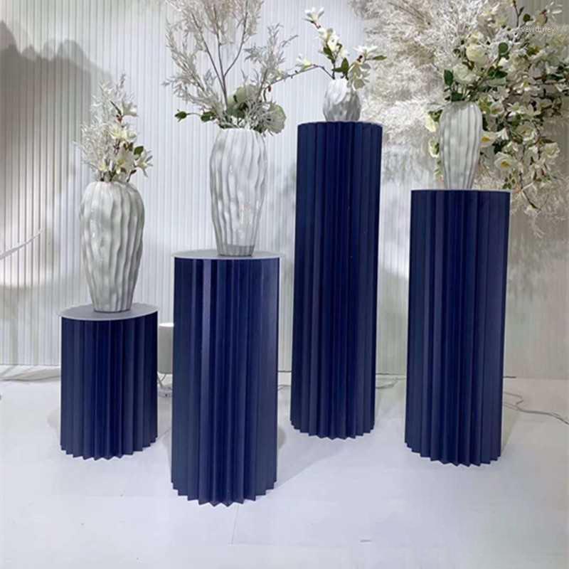 

Party Decoration 4pcs Paper Jam Wedding Props Stage Origami Cylinder Shopping Mall Window Road Lead Ornaments Candy StandFoam