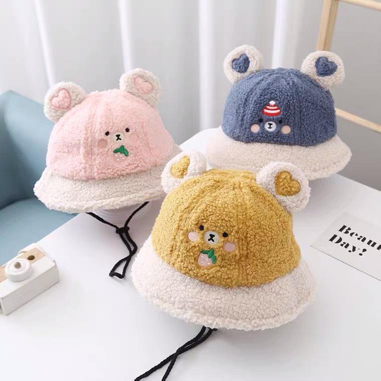 

Caps & Hats Baby Hat 2021 Winter Cute Plush Bear Boy And Girl Fisherman Thick Warm Autumn Children's Basin, Yellow