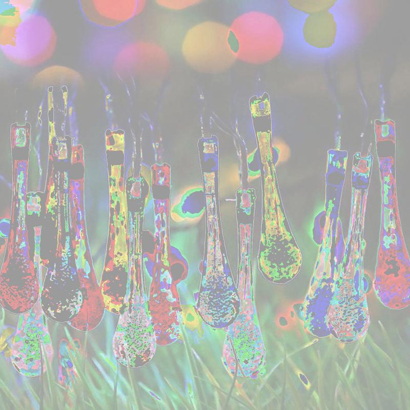 

Party Decoration LED Outdoor Water Drops Solar Lamp String Lights 20 Feet 30 Fairy Holiday Christmas Garland Garden Waterproof Lighting