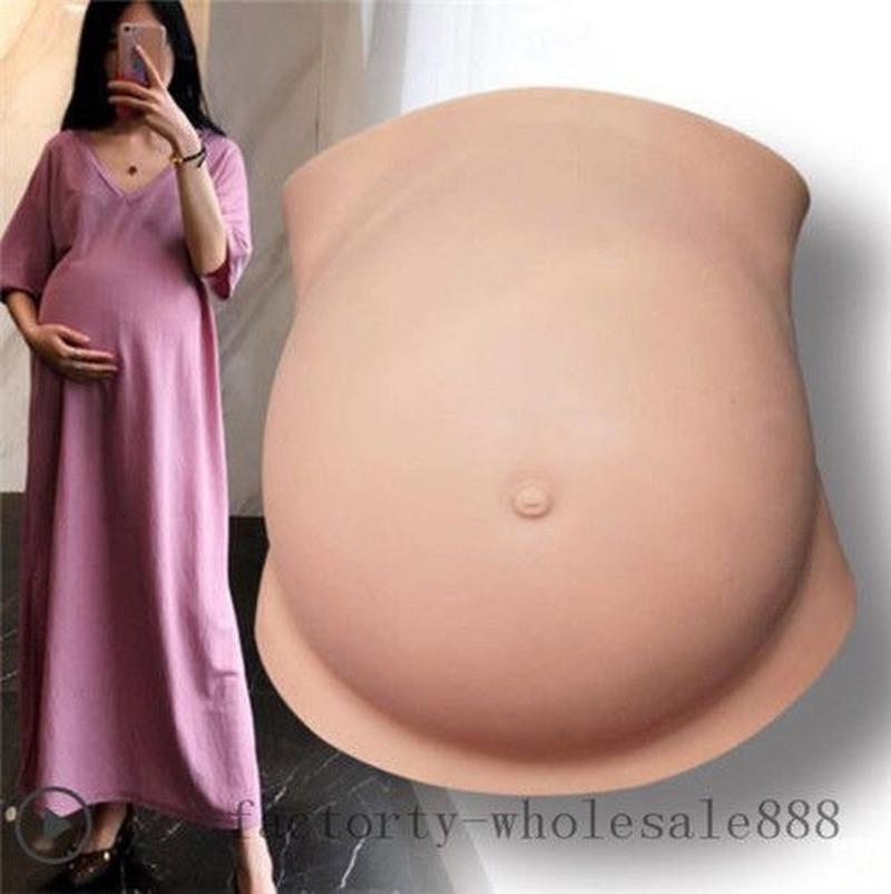 

Women's Shapers Silicone Fake Belly Month Pregnant Women Pregnancy Baby Bump Soft Premium Prosthetics Tummy S4, As pic