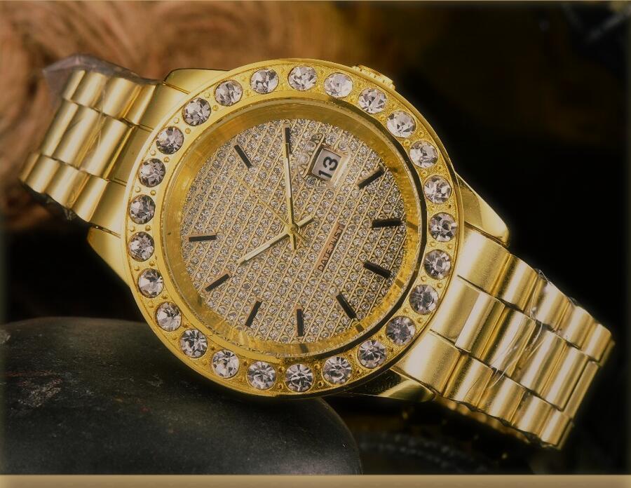 

Top Big Diamonds Men Automatic high quality Watch Full Stainless Steel Mens Womens Orologio di Lusso Wristwatch, Slivery;brown