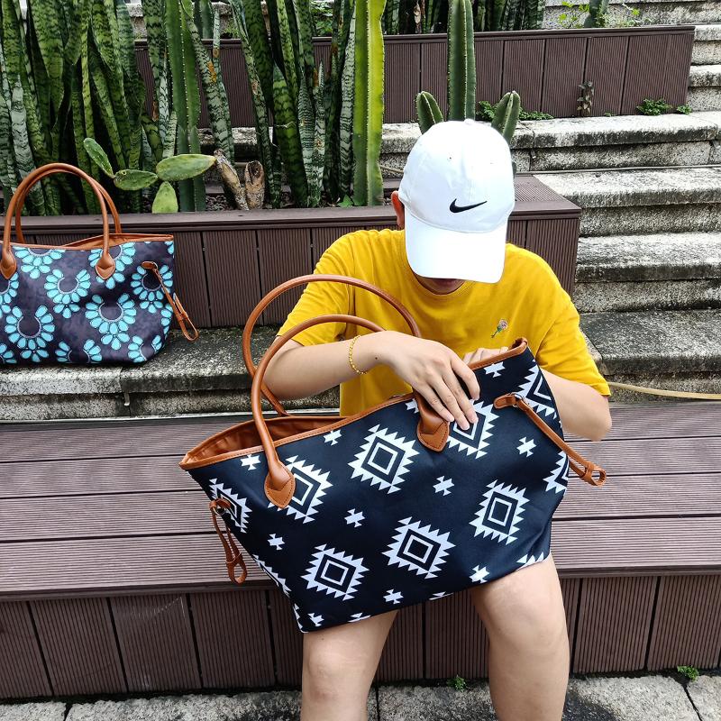 

Evening Bags RTS Retail 1 Pc Fashion Black Aztec Canvas Tote Sample Drop Ship Classic Women Diamond Weekender Bag Daily Casual Shoulder, Red