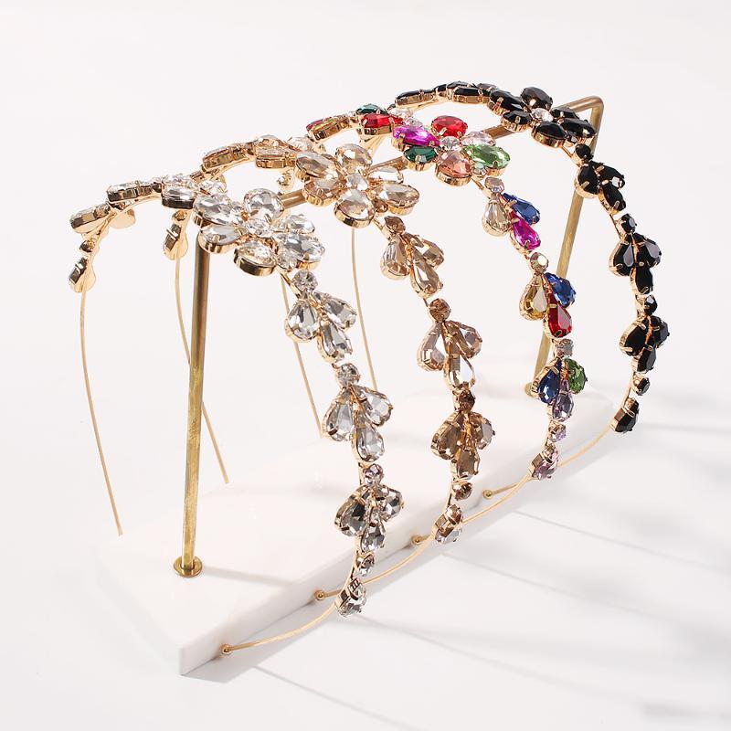 

Colorful Rhinestone Hairbands For Women Crystal Headband Flower Shaped Hair Bands Wedding Jewelry 2022 Bride Headdress Clips & Barrettes, Golden;silver