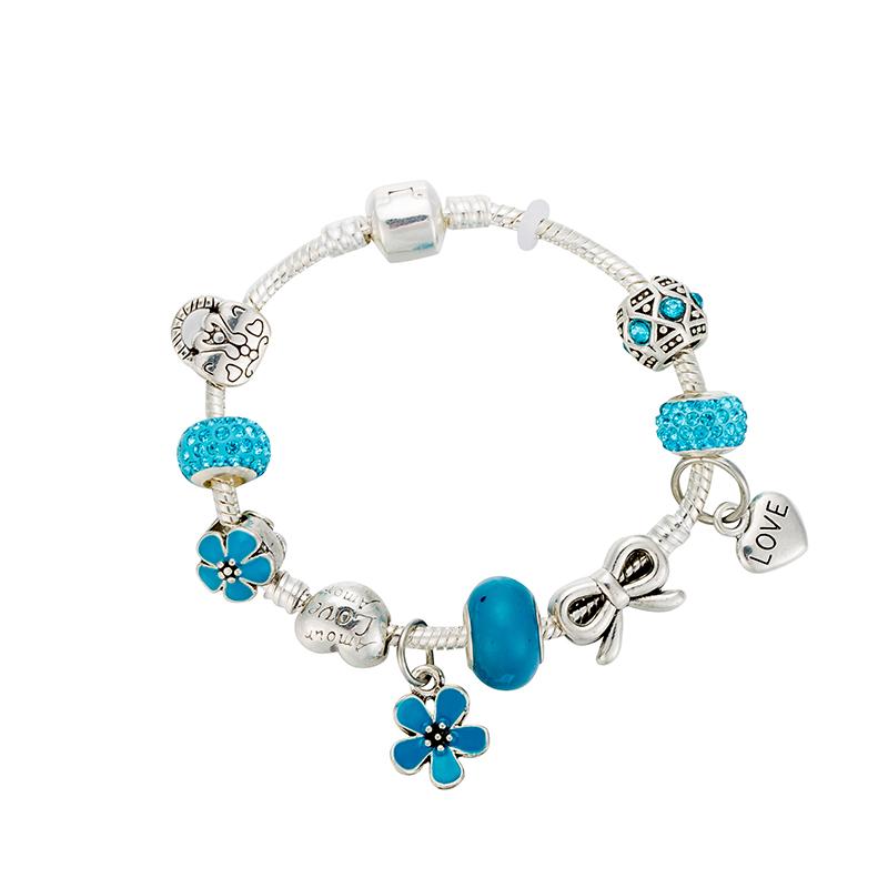 

Charm Bracelets VIOVIA Arrival Chain Women Bracelet Summer Flower Bead Blue Bangle Luxury Fit Original Jewelry DIY Gift