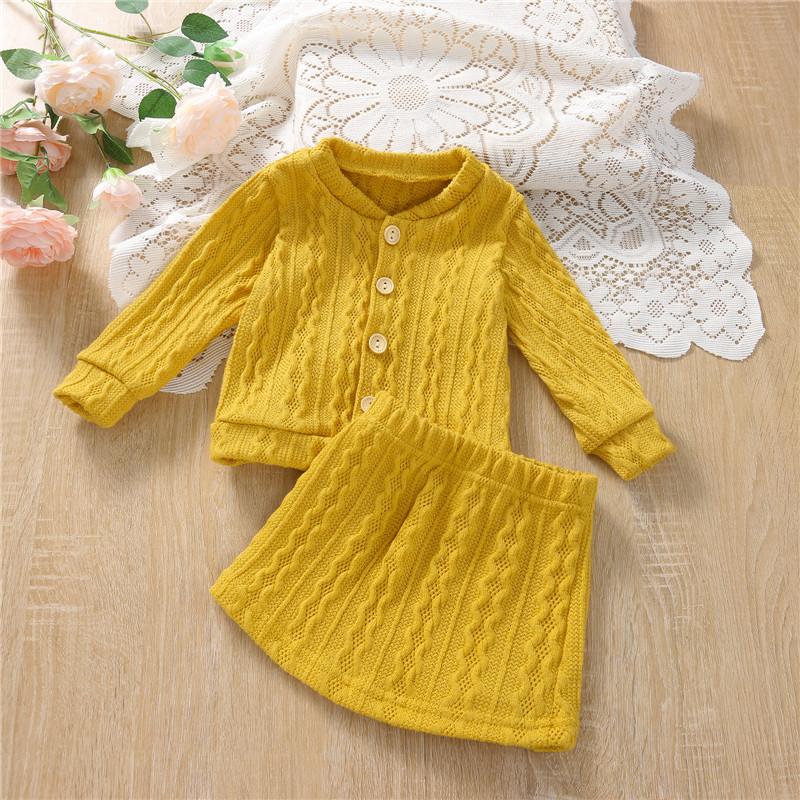 

Clothing Sets Pudcoco Baby Girls Ribbed Skirt Set Pattern Long Sleeved Button Down Tops And Elastic Mini Skirts 2 Pieces Casual Fall Clothes, White