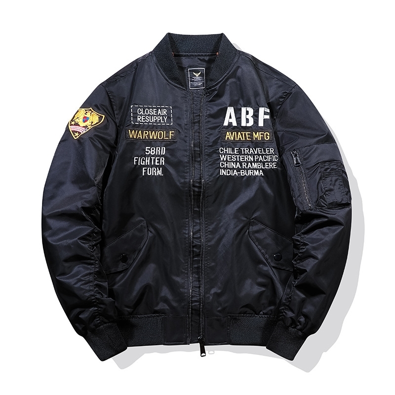 

Flight trendy men's air force suit MA-1 flight jacket loose, Black