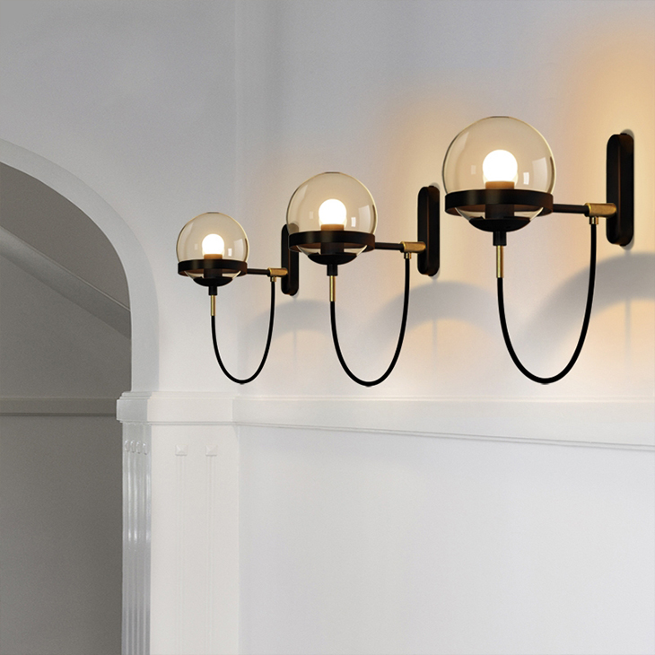 

Retro Nordic Modern LED Wall Lamp Glass Ball Dining Bedside E27 Wall Sconce Aisle Corridor Cafe bathroom mirror headlights