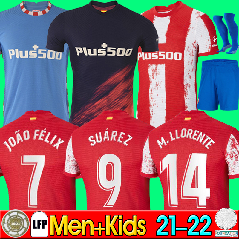 

Atletico soccer jerseys 21 22 FÉLIX MADRID 2021 2022 M. LLORENTE KOKE SAUL SUAREZ Correa Carrasco camiseta football shirts uniforms men kids kit sets LEMAR DEMBELE, P09 21 22 away kids