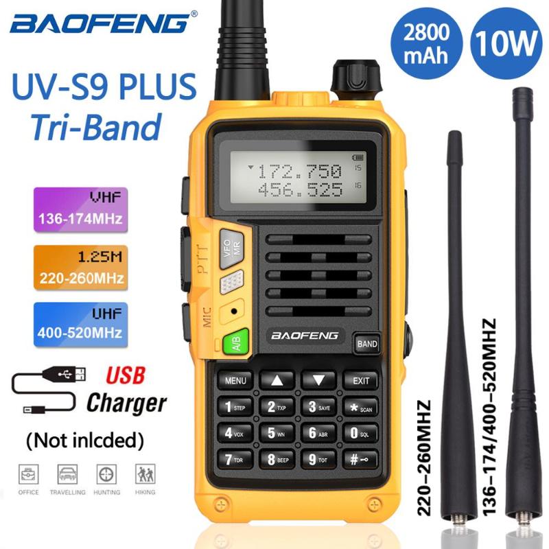 

Walkie Talkie 2021 Baofeng UVS9 PLUS Tri-Band Two Way Radio 200-260MHz 10W Powerful Portable Ham Usb Charger Transceiver Upgrade UV 5R