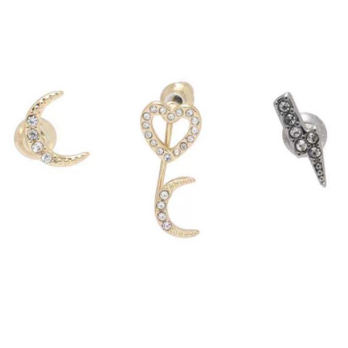 

2021 Fashion Diamonds Gold Gun Plating Decoration Luxury Lightning Metal Moon Stud Earring Heart Earrings for Women