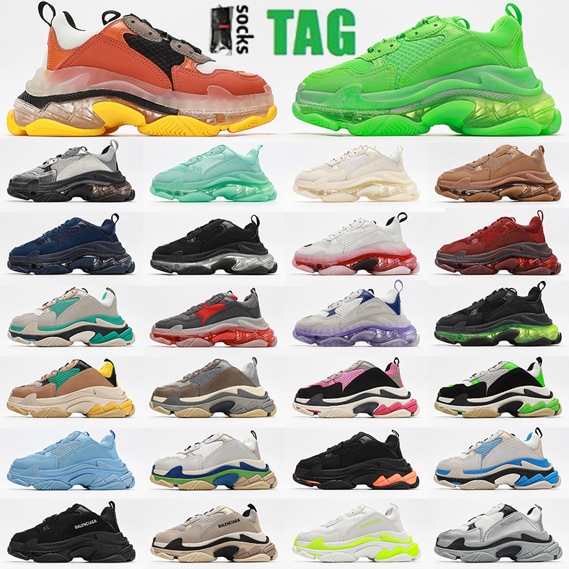

2022 triple s men women designer casual shoes platform sneakers black white grey red pink blue green Light Tan oreo mens trainers sports fashion tennis, 30