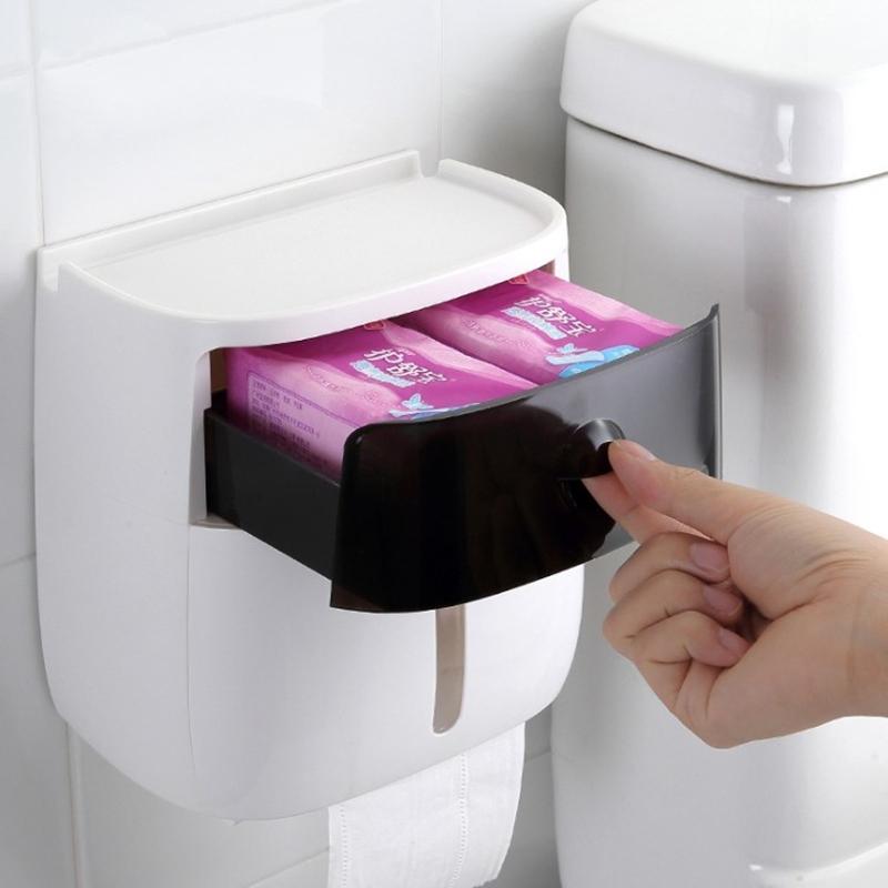 

Toilet Paper Holders Bathroom Waterproof Double Tissue Box Plastic Holder Wall-mounted Storage