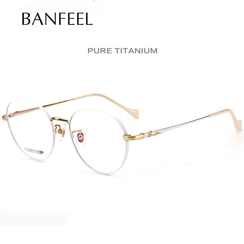 

Fashion Sunglasses Frames Pure Titanium Eyeglasses Frame Men Round Myopia Optical Prescription Glasses Flame Leg Design Female High Quality