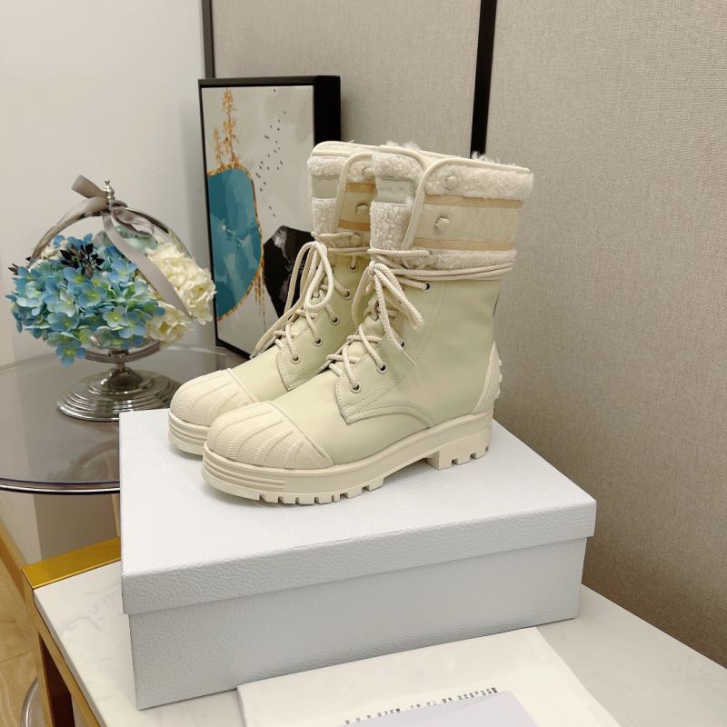 

Winter womens D-MAJOR ankle boots IRON BOOT luxury Shell round head designer Italy Black White Calfskin and Lambskin Wool military inspired snow Boutique, Box