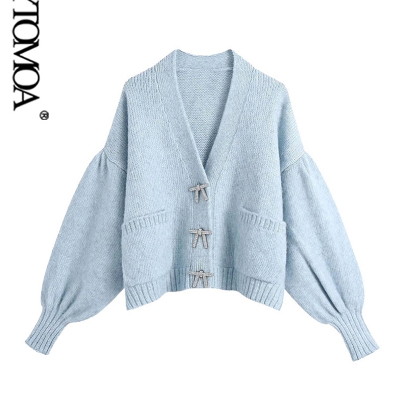 

KPYTOMOA Women Fashion Buttons Loose Knitted Cardigan Sweater Vintage Long Sleeve Pockets Female Outerwear Chic Tops 211018, As picture