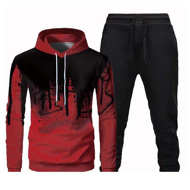 

Jogging Clothing Winter Men Sportwear Sets Autumn And Outfit Sportswear Personality Double Zipper Hooded Long Sleeve Sweaters Tracksuit, Black;red