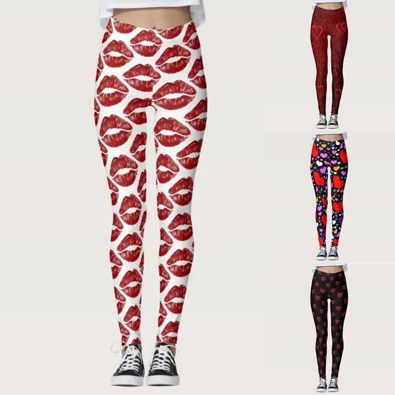 

Yoga Outfit Valentines Day Print Pants Women Leggings For Fitness High Waist Long Hip Push UP Tights Gym Clothing