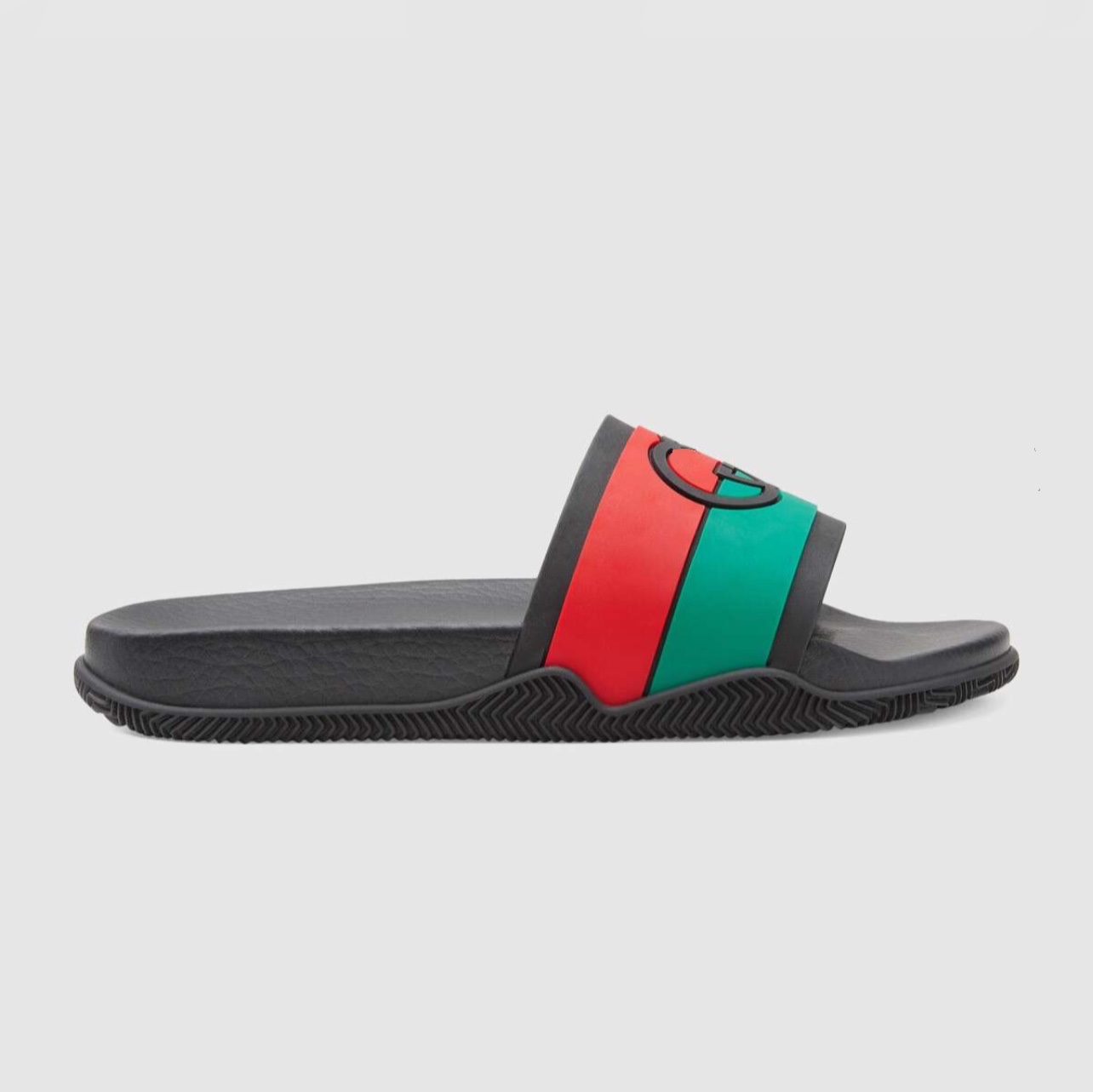 

Unisex 655265 Interlocking Letter Stripe Rubber Slippers Women 35-46 Two Toned Color Contrast Beach Men Slide Sandal, Extra shipping costs