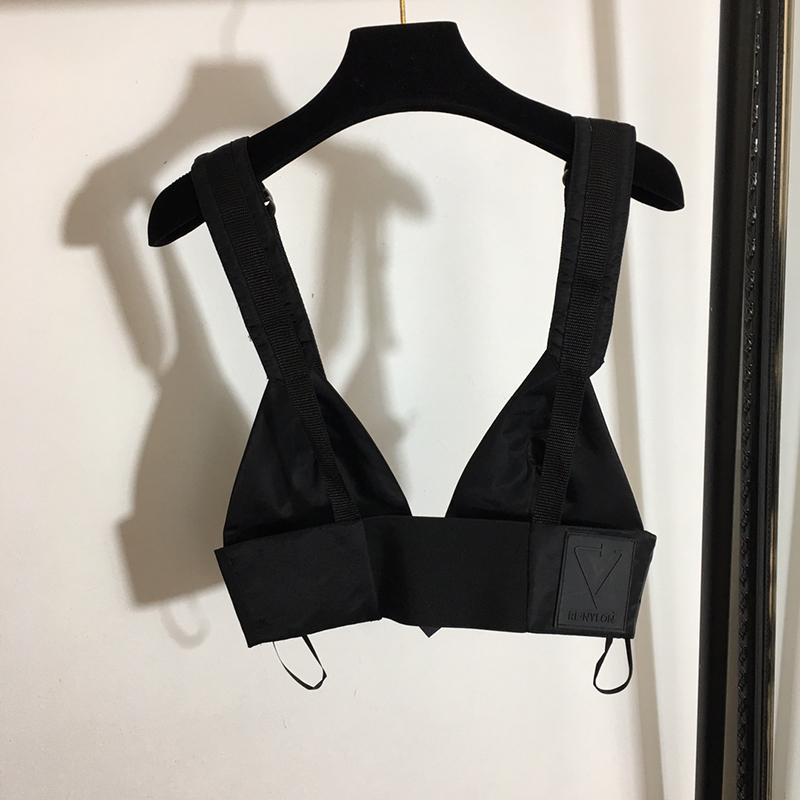 

Bras Women Nylon Triangle Vest Bra Confortable Tube Zipper Bralette Adjustable Straps Sexy Solid Lingerie Underwear, Black