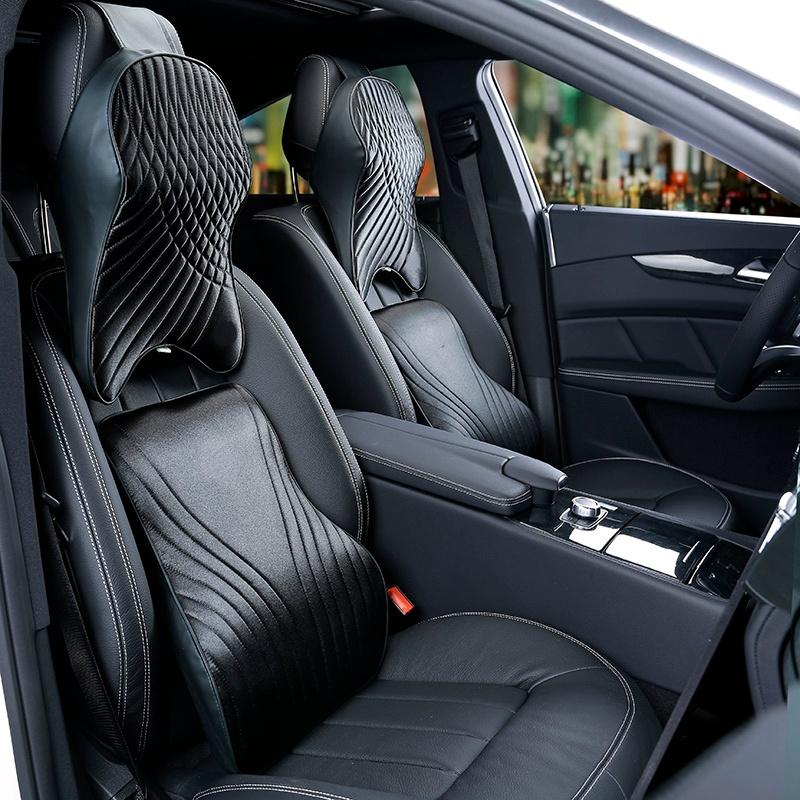 

Seat Cushions Premium Car Pillow Set Memory Foam Lumbar Waist Support Backrest Gadget Self Travel Summer Neck