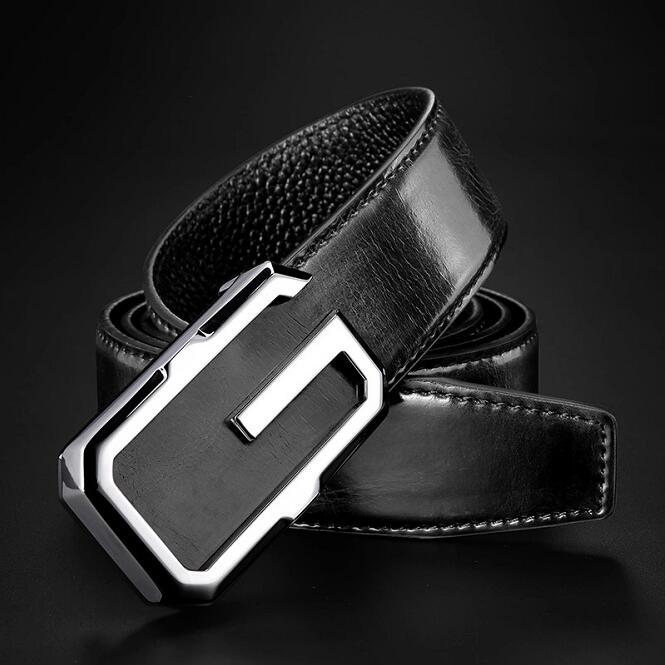 

Men leather fashion personality young business leisure cowhide belt middle-aged smooth buckle A15