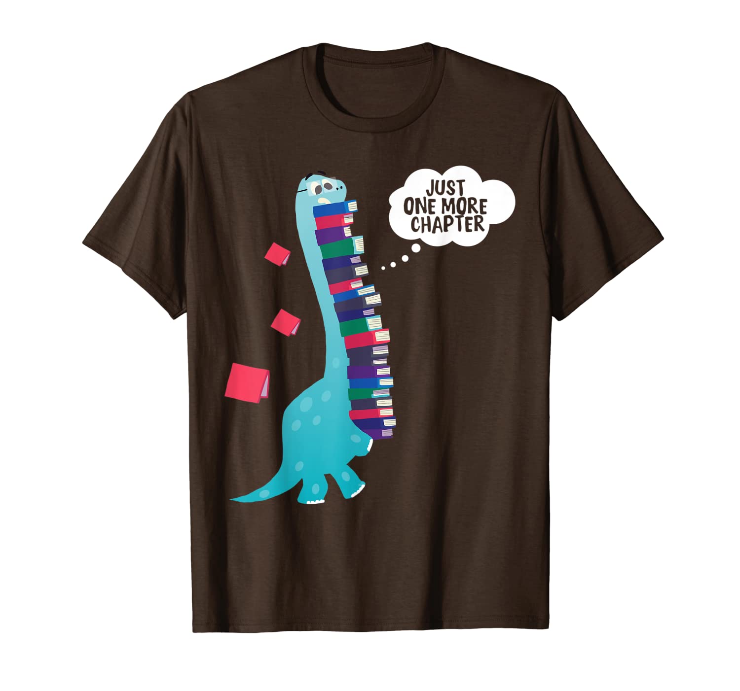 

just one more chapter t shirt cute dinosaur book reading tee, White;black