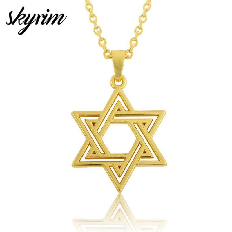 

Pendant Necklaces Skyrim Fashion Necklace Jewelry Gift Lobster Clasp Link Chain Jewish Symbol Star Of David Religious, Silver
