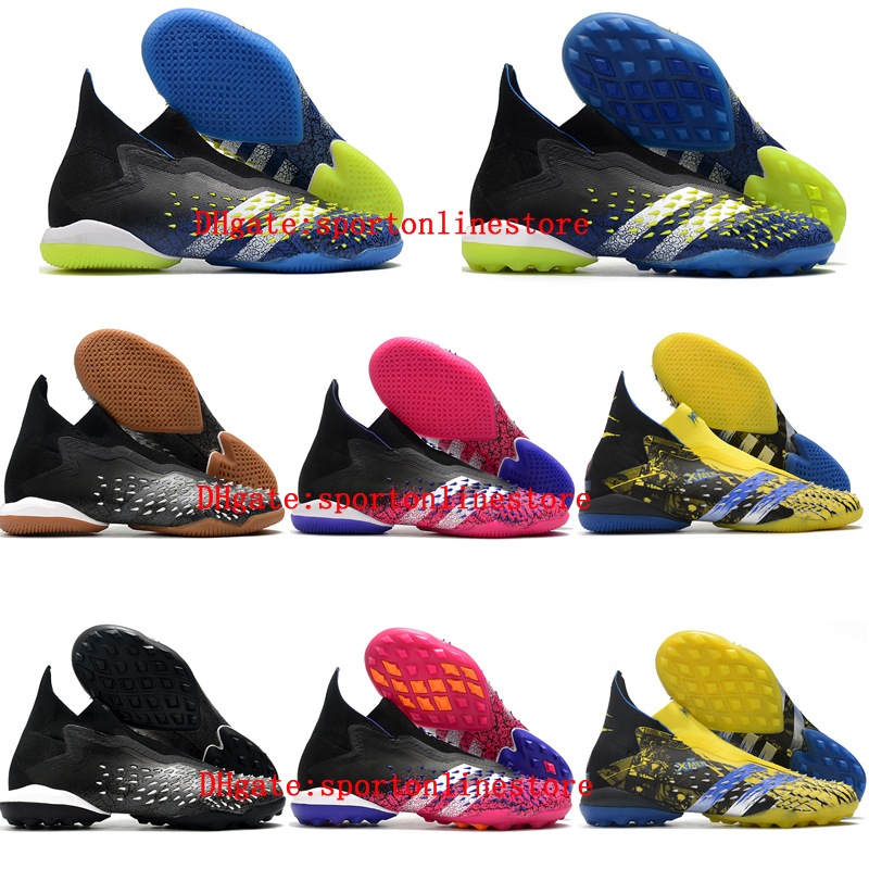 

2021 top quality X mens soccer boots PREDATOR FREAK + IC TF indoor shoes high ankle football cleats POGBA Tango 21 Laceless Trainers turf Tacos de futbol, Color 2