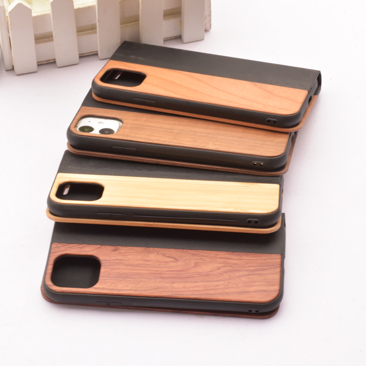 

Luxury Flip magnetic Wood cases Leather Wallet Phone Case wooden cover For iPhone 13 12 pro max, Bamboo