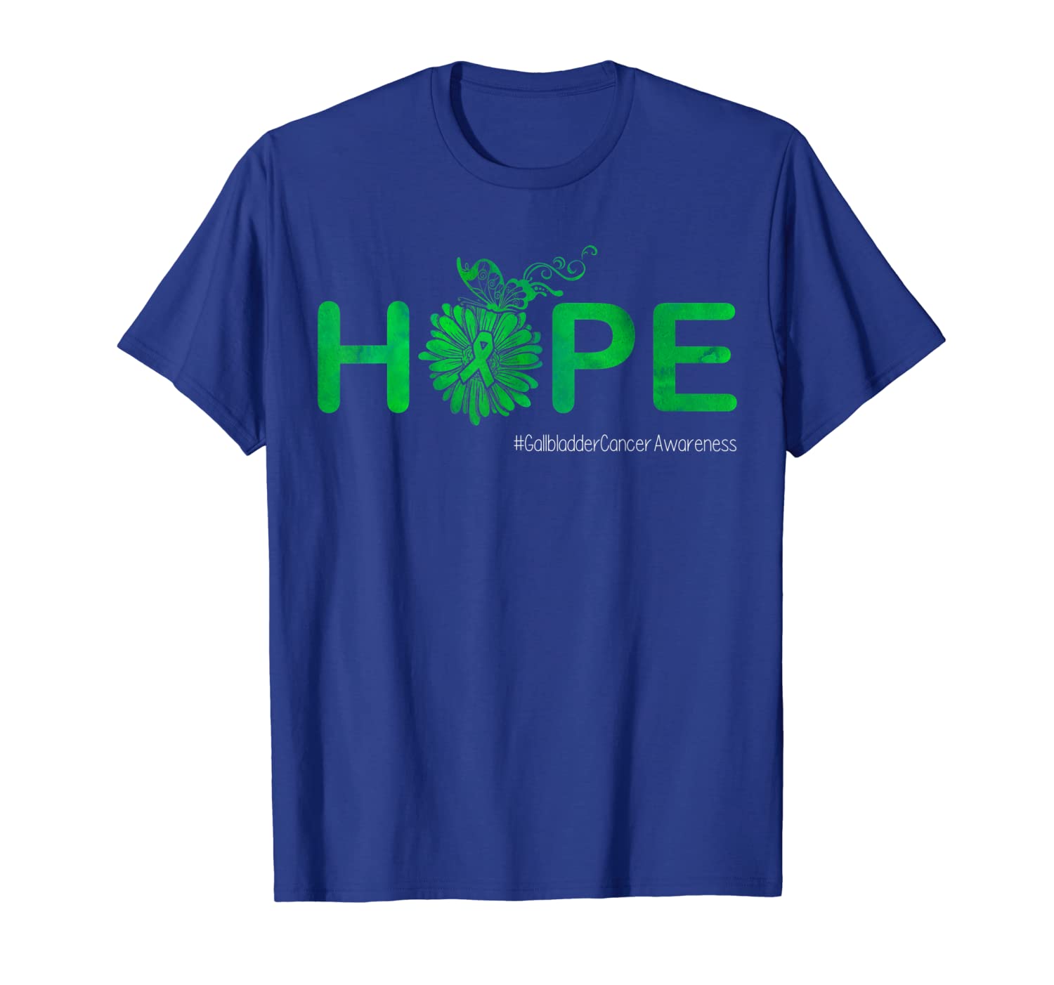 

hope butterfly ribbon gallbladder cancer awareness tshirt gi, White;black