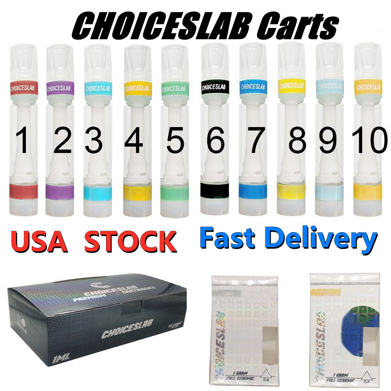 

USA STOCK Choiceslab Vape Cartridge Full Ceramic 510 Thread Vapes Pen Empty Atomizer 0.8ML E Cigarettes Carts Glass Thick Oil Vaporizer Pens