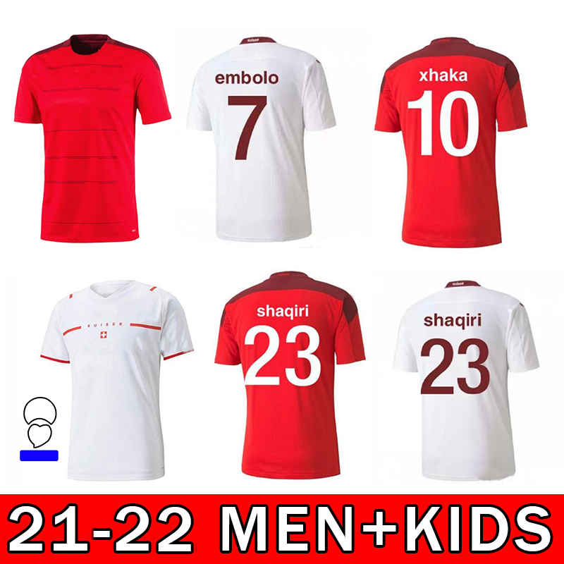 

2021 2022 Switzerland Fans Version Soccer jerseys 20 21 22 SHAQIRI SEFEROVIC INLER EMBOLO Home Away Men+Kids kit Football Shirts, Black;yellow