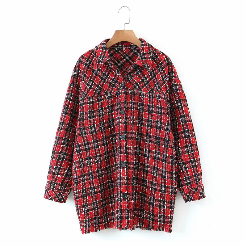 

Women' Jackets Women Autumn Fashion Pliad Loose Long Female Stylish Single Breasted Turn-Down Collar Coats Oversize Girls Outwear, Red