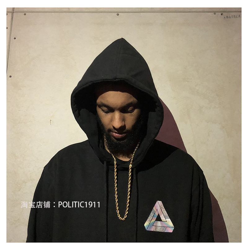 

American leisure palace crew neck loose autumn and winter Hoodie back CD neon sweater men's and women's fashion, Black