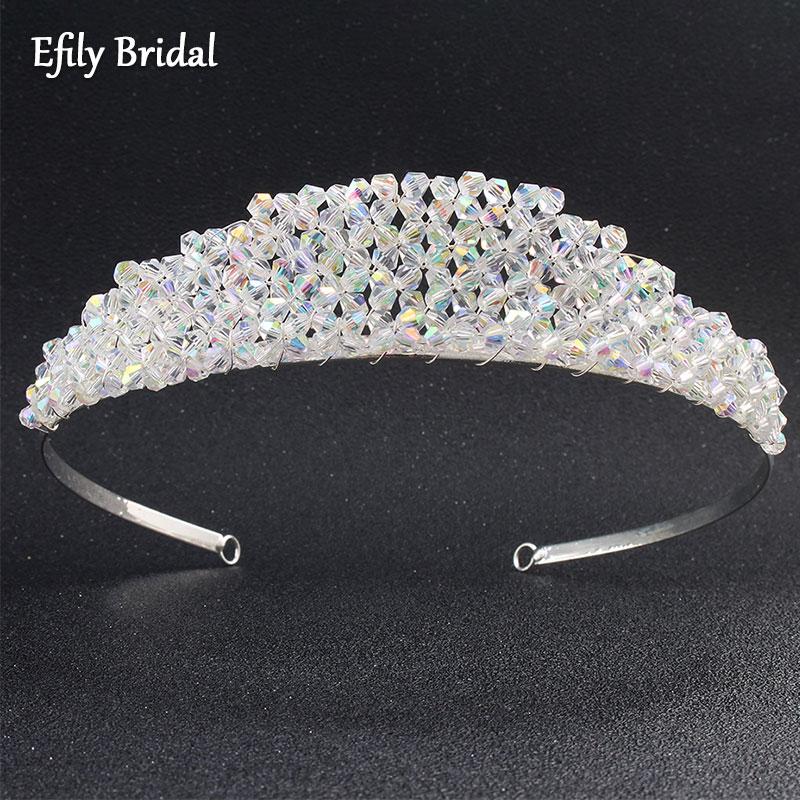 

Hair Clips & Barrettes Efily Crystal Wedding Crown Bridal Silver Color Tiaras And Crowns For Women Jewerly Party Bride Headpiece Bridesmaid, Golden;silver