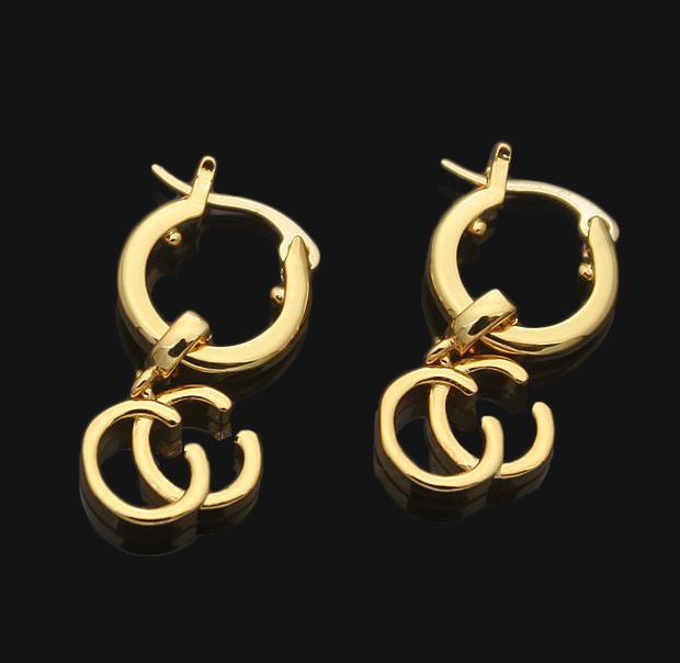 

Fashion gold earrings aretes for lady Women Party wedding lovers gift engagement jewelry for Bride with box NRJ, Golden