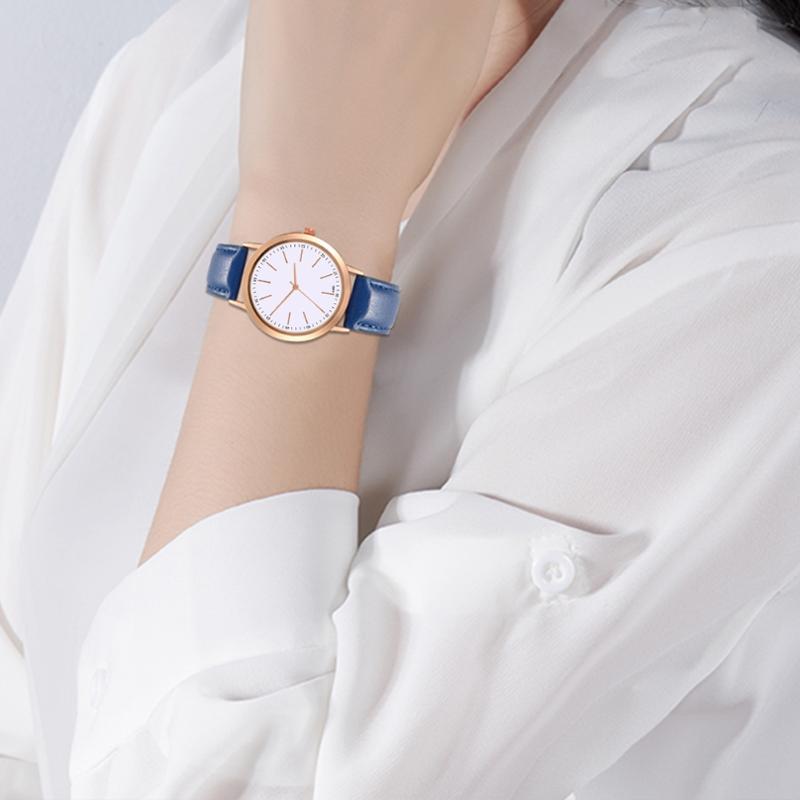 

Wristwatches Fashionable Lovers Watch Round Dial Analog Display Quartz Business Pu Leather Wristwatch Male Ladies, 01