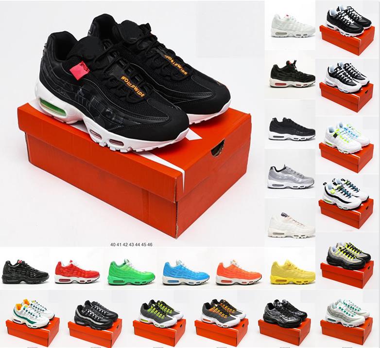 

man woman 95 Running Shoes worldwide Triple Black White Laser Fuchsia Red Orbit Bred Aqua Neon 95s Mens Womens Trainers Sports Sneakers Size 36-45