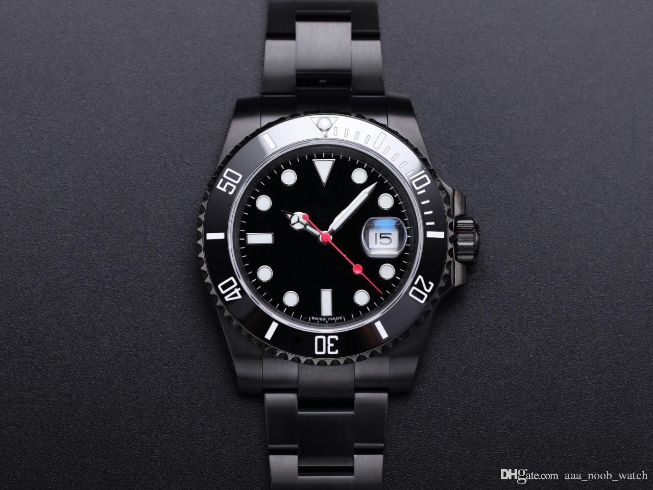 

Mens watches V9 Montre DE Luxe black 904L Steel watch case CAL.3135 mechanical Movement original folded button Waterproof luminous, Box