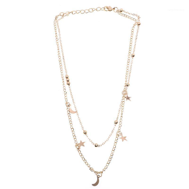 

Chains Moon Dangle Necklace Star Charm Choker Clavicle Jewelry Alloy Neck Pendant