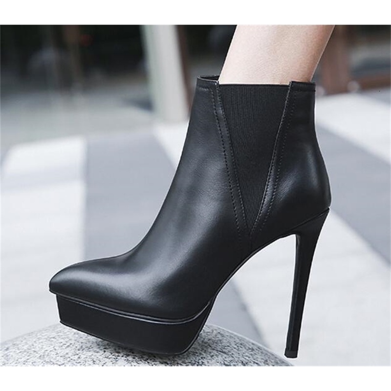 

boots dipsloot winter black cow hide 13 in stiletto heels ankle boots toe-pointing toe slide on platform short ap0y